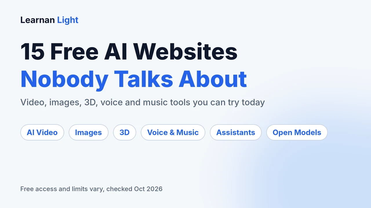 15 free AI websites for video, images, 3D, voice and music - Learnan Light guide