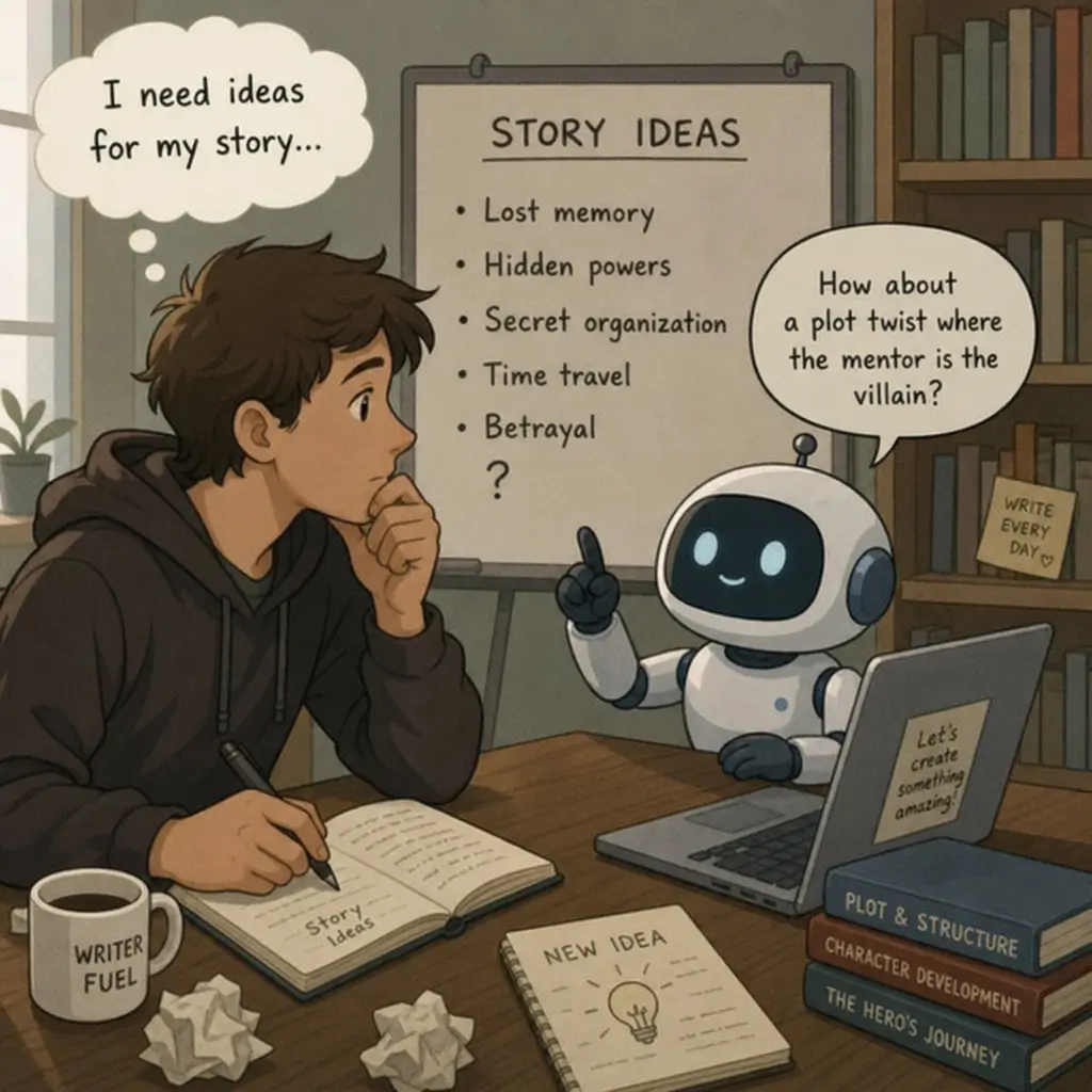 An AI helping a writer with ideas