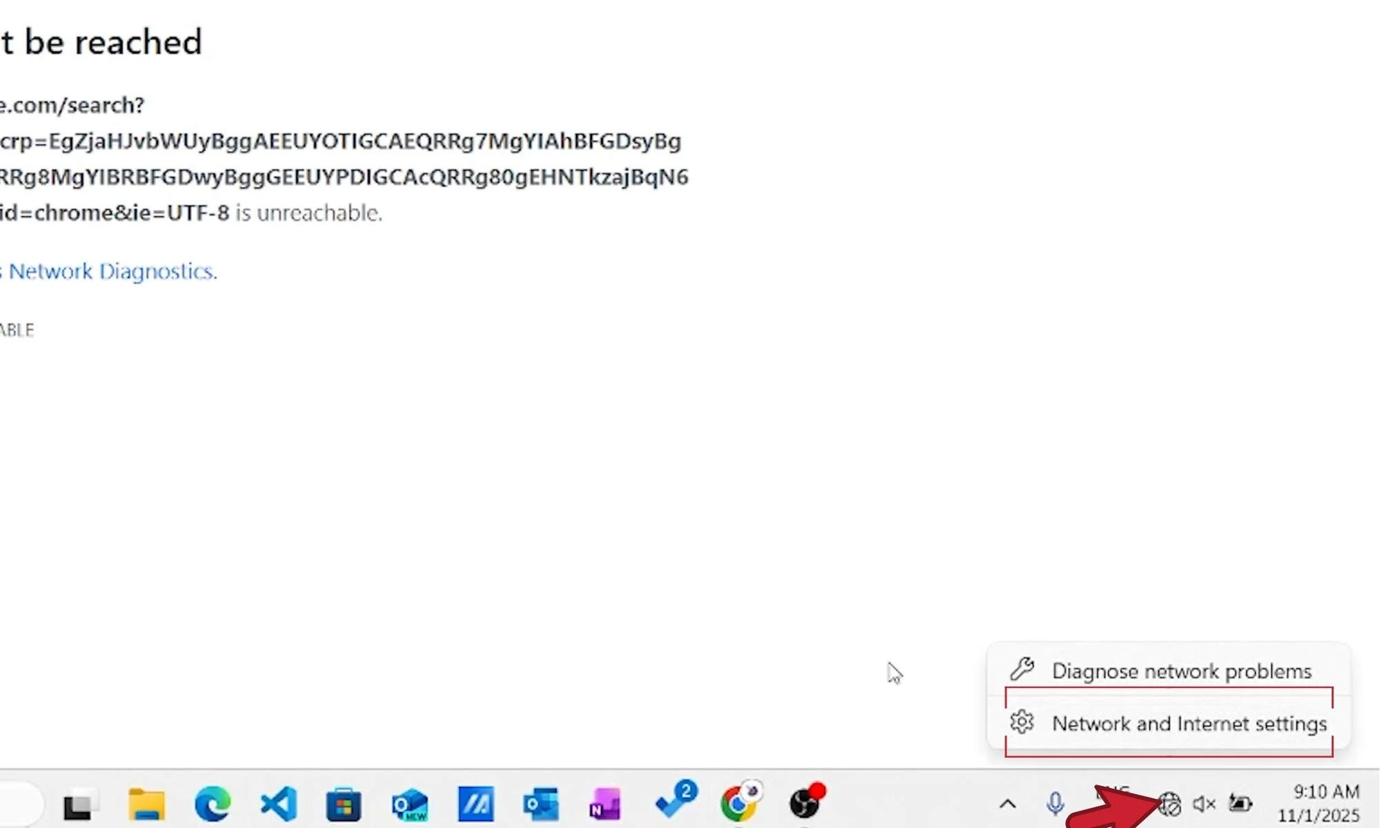 Right-click Wi-Fi menu